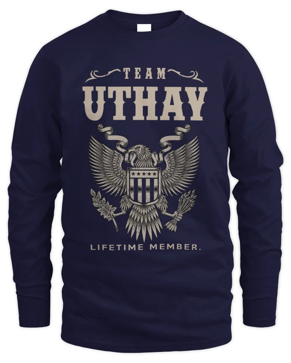 UTHAY TP06-K82 – Personalized Classic Style Apparel “Team NAME Lifetime Member” - Men's Long Sleeved T-Shirt - Navy