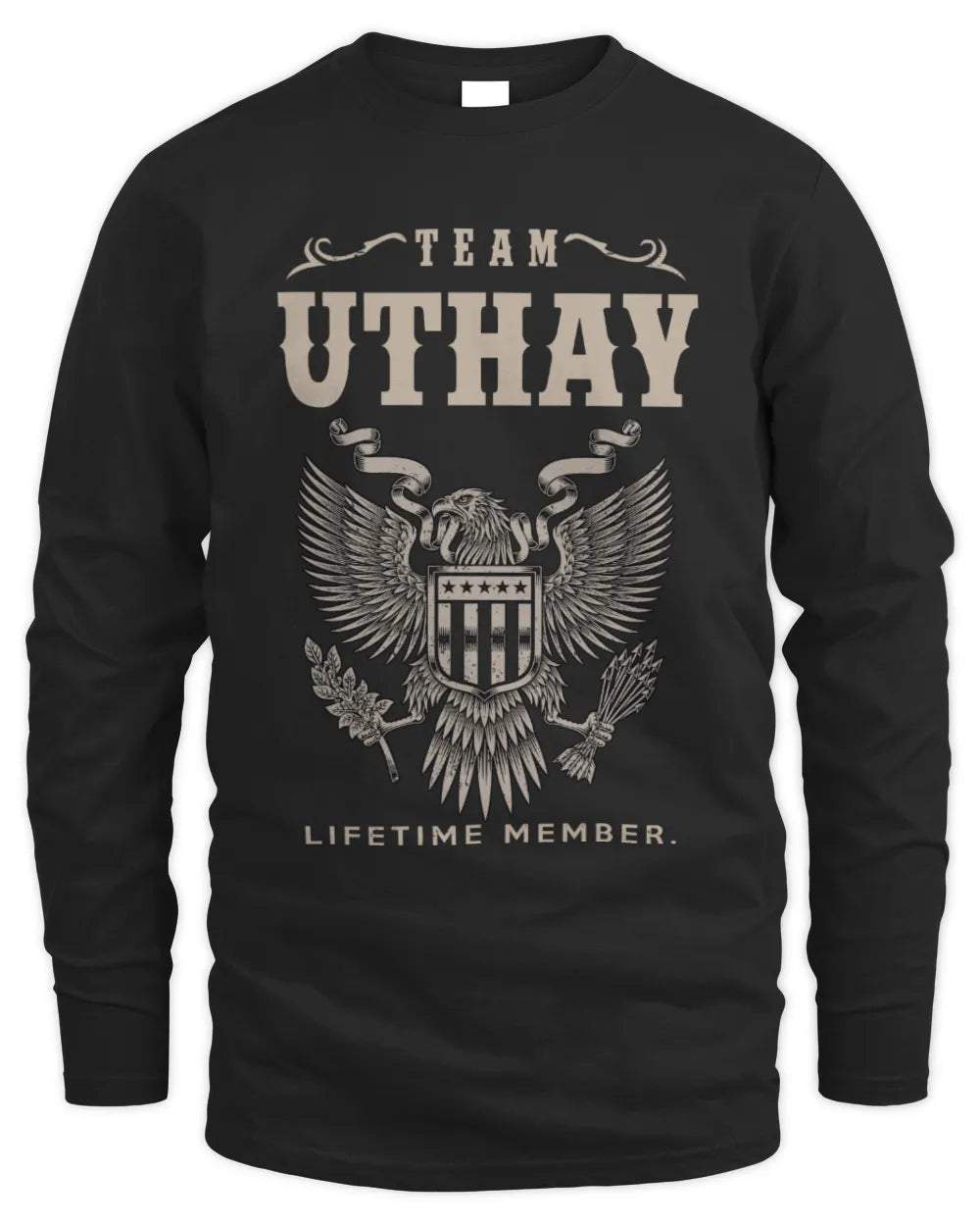 UTHAY TP06-K82 – Personalized Classic Style Apparel “Team NAME Lifetime Member” - Men's Long Sleeved T-Shirt - Black