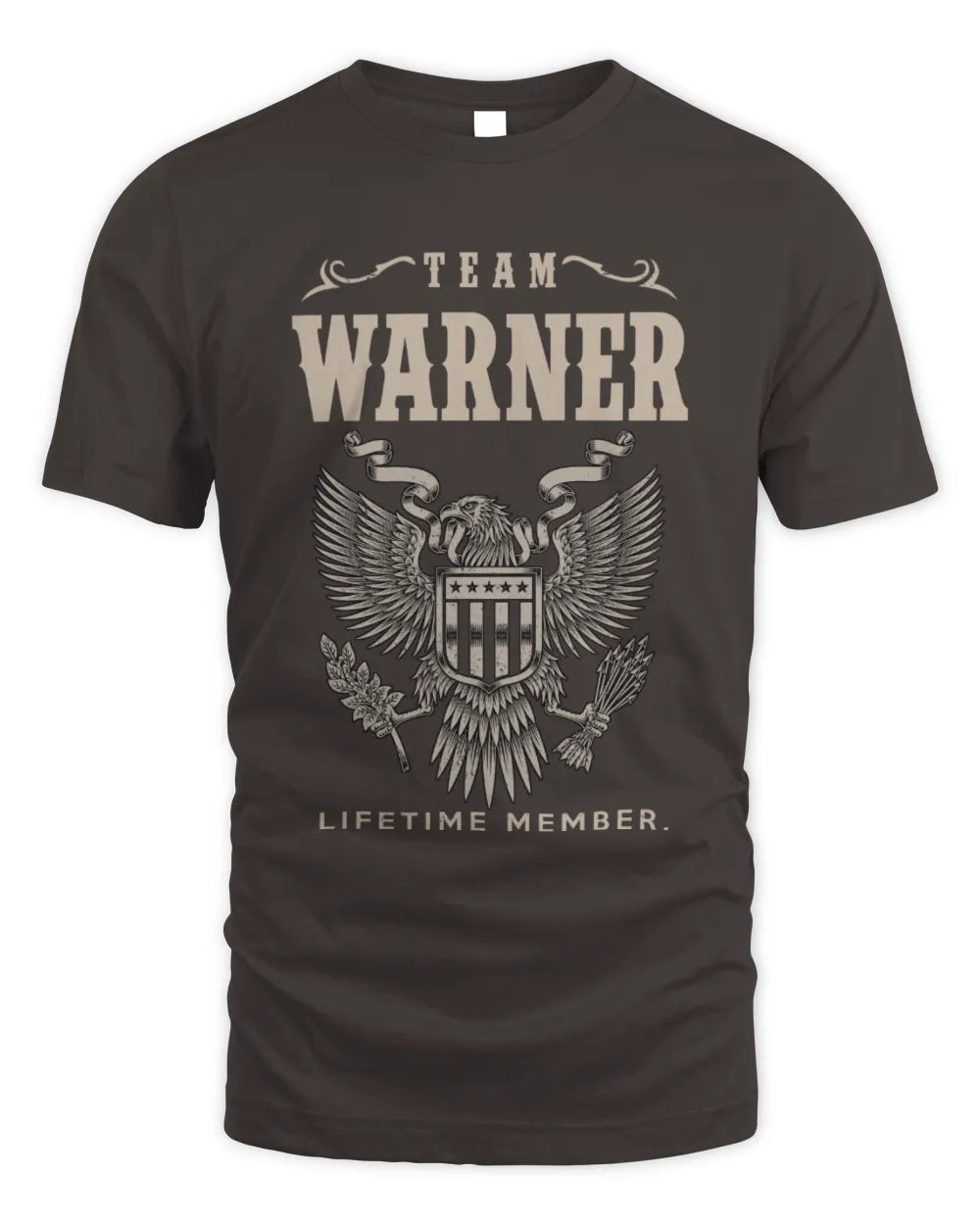 WARNER TP06-K82 – Personalized Classic Style Apparel “Team NAME Lifetime Member” - Unisex Standard T-Shirt - Dark Chocolate