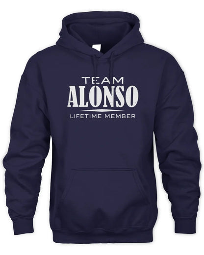 ALONSO BL62-K4-128 - Personalized “Team NAME Lifetime Member” - Unisex Hoodie - Navy