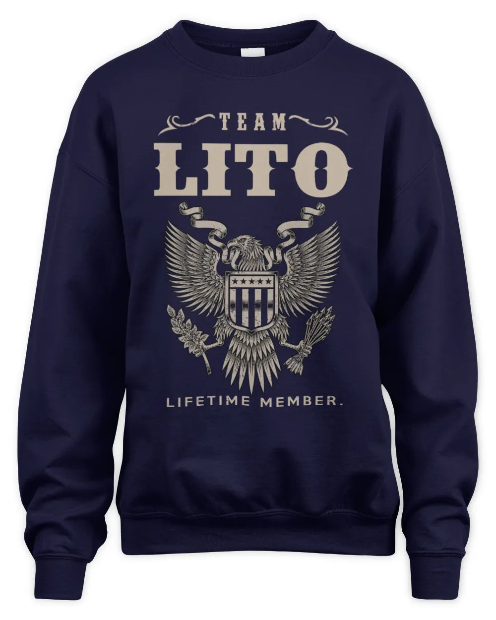 LITO TP06-K82 – Personalized Classic Style Apparel “Team NAME Lifetime Member” - Unisex Sweatshirt - Navy