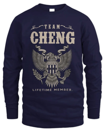 CHENG TP06-K82 – Personalized Classic Style Apparel “Team NAME Lifetime Member” - Men's Long Sleeved T-Shirt - Navy