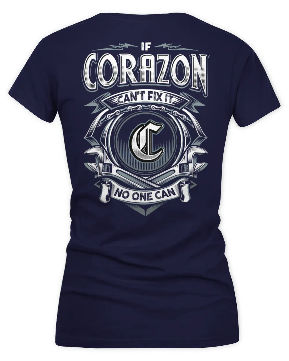 CORAZON AP81-K4-626 - Personalized Ahmed Quote Apparel “If Ahmed Can't Fix It, No One Can” - Women's V-Neck T-Shirt - Navy
