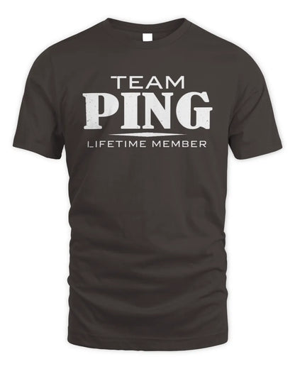 PING BL62-K4-128 - Personalized “Team NAME Lifetime Member” - Unisex Standard T-Shirt - Dark Chocolate