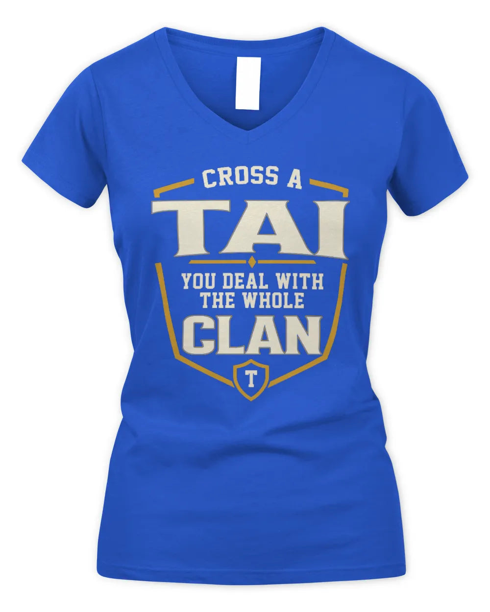 TAI NT1-K008 Cross A/An NAME, You Deal With the Whole Clan | Personalized Vintage T-Shirt - Women's V-Neck T-Shirt - Royal