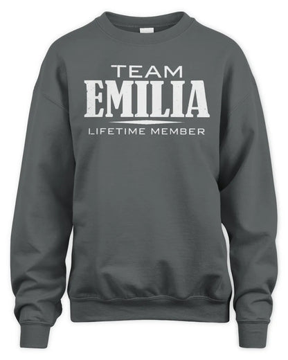 EMILIA BL62-K4-128 - Personalized “Team NAME Lifetime Member” - Unisex Sweatshirt - Charcoal