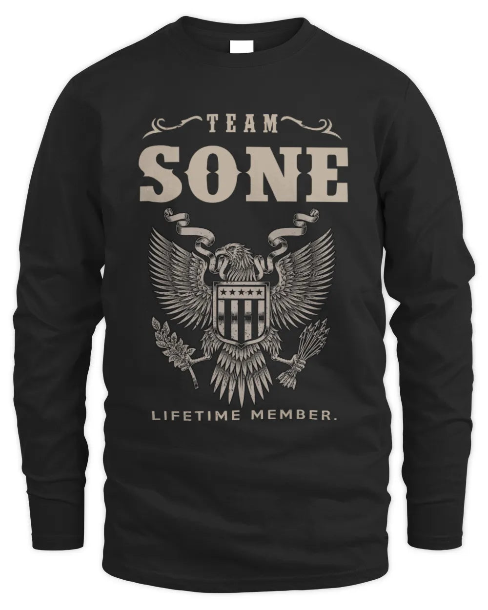 SONE TP06-K82 – Personalized Classic Style Apparel “Team NAME Lifetime Member” - Men's Long Sleeved T-Shirt - Black