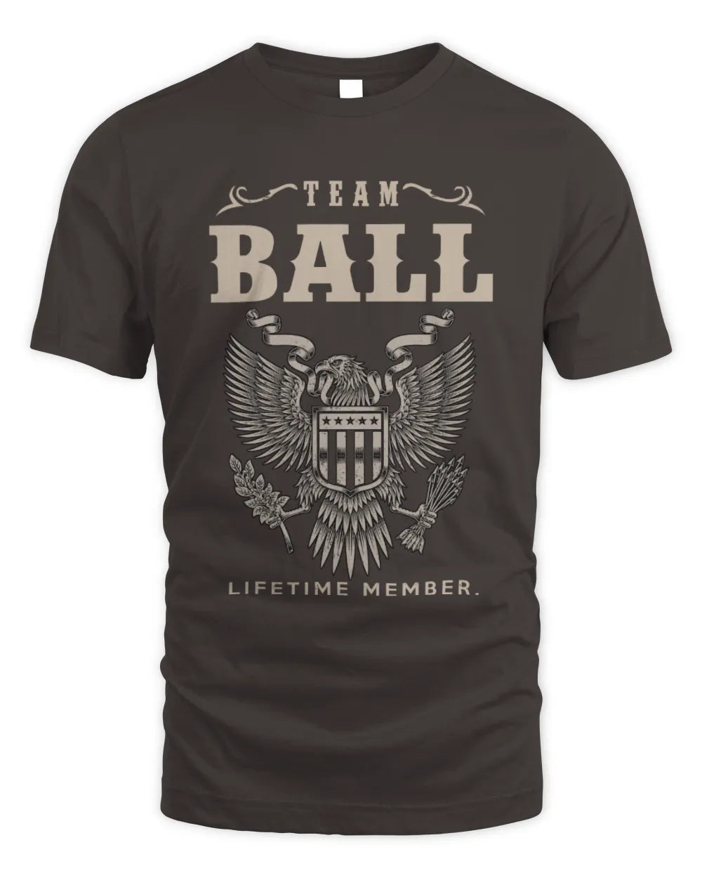 BALL TP06-K82 – Personalized Classic Style Apparel “Team NAME Lifetime Member” - Unisex Standard T-Shirt - Dark Chocolate