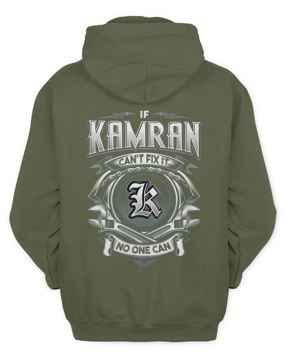 KAMRAN AP81-K4-626 - Personalized Ahmed Quote Apparel “If Ahmed Can't Fix It, No One Can” - Unisex Hoodie - Military Green