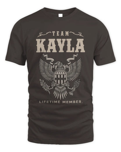 KAYLA TP06-K82 – Personalized Classic Style Apparel “Team NAME Lifetime Member” - Unisex Standard T-Shirt - Dark Chocolate