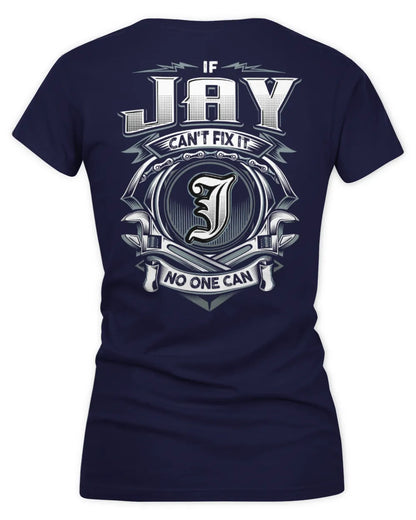 JAY AP81-K4-626 - Personalized Ahmed Quote Apparel “If Ahmed Can't Fix It, No One Can” - Women's V-Neck T-Shirt - Navy