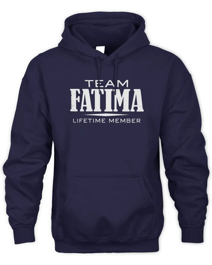 FATIMA BL62-K4-128 - Personalized “Team NAME Lifetime Member” - Unisex Hoodie - Navy