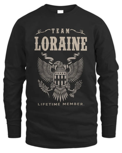 LORAINE TP06-K82 – Personalized Classic Style Apparel “Team NAME Lifetime Member” - Men's Long Sleeved T-Shirt - Black