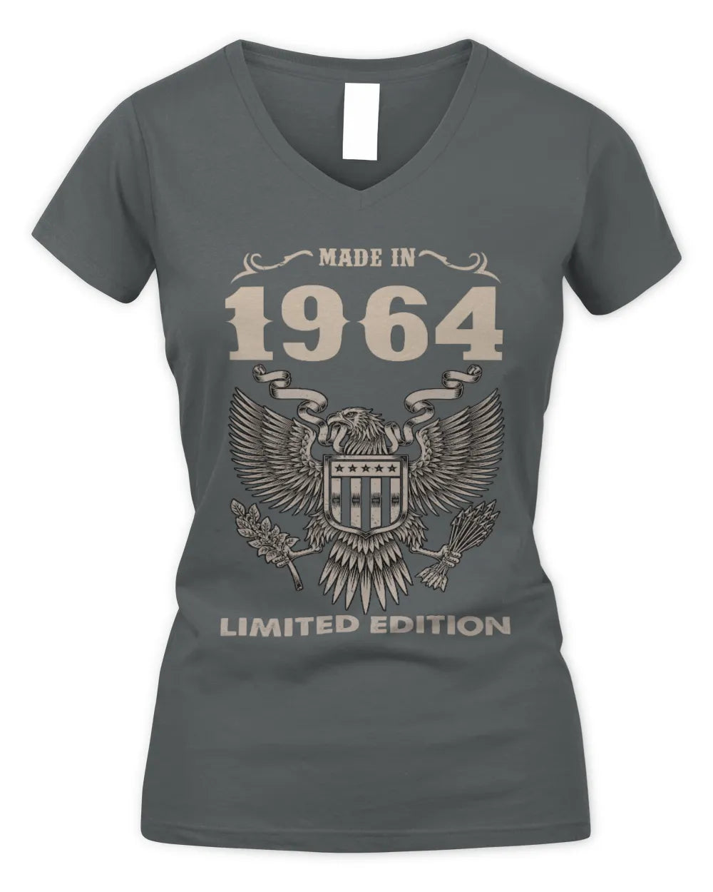 1964 HH89-K2 – Classic Birth Year Limited Edition T-Shirt - Women's V-Neck T-Shirt - Charcoal