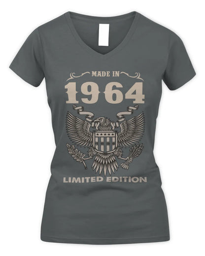 1964 HH89-K2 – Classic Birth Year Limited Edition T-Shirt - Women's V-Neck T-Shirt - Charcoal