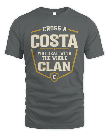 COSTA NT1-K008 Cross A/An NAME, You Deal With the Whole Clan | Personalized Vintage T-Shirt - Unisex Standard T-Shirt - Charcoal