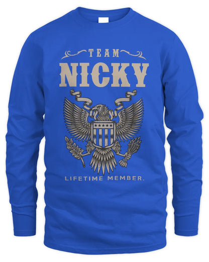 NICKY TP06-K82 – Personalized Classic Style Apparel “Team NAME Lifetime Member” - Men's Long Sleeved T-Shirt - Royal