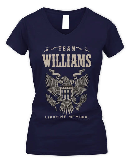 WILLIAMS TP06-K82 – Personalized Classic Style Apparel “Team NAME Lifetime Member” - Women's V-Neck T-Shirt - Navy