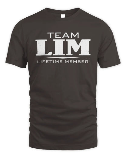LIM BL62-K4-128 - Personalized “Team NAME Lifetime Member” - Unisex Standard T-Shirt - Dark Chocolate