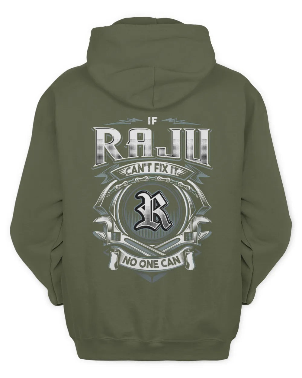 RAJU AP81-K4-626 - Personalized Ahmed Quote Apparel “If Ahmed Can't Fix It, No One Can” - Unisex Hoodie - Military Green