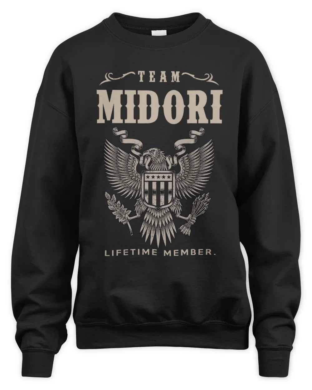 MIDORI TP06-K82 – Personalized Classic Style Apparel “Team NAME Lifetime Member” - Unisex Sweatshirt - Black