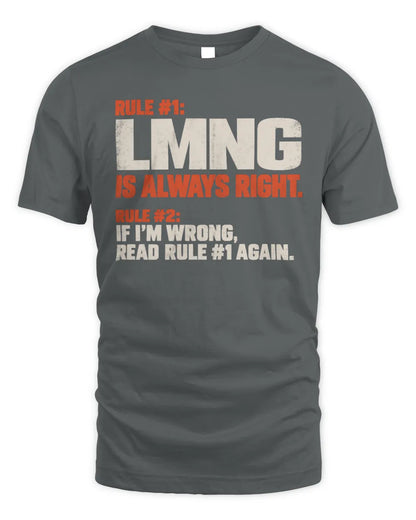 LMNG NP1-H006 
Always Right Personalized Name T-Shirt – Funny Custom Name Shirt - Unisex Standard T-Shirt - Charcoal