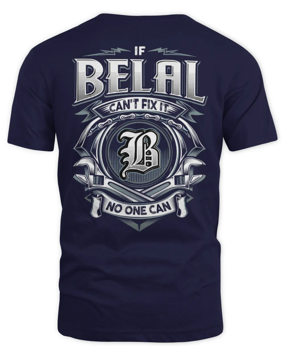 BELAL AP81-K4-626 - Personalized Ahmed Quote Apparel “If Ahmed Can't Fix It, No One Can” - Unisex Standard T-Shirt - Navy