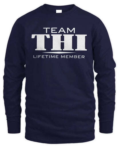 THI BL62-K4-128 - Personalized “Team NAME Lifetime Member” - Men's Long Sleeved T-Shirt - Navy
