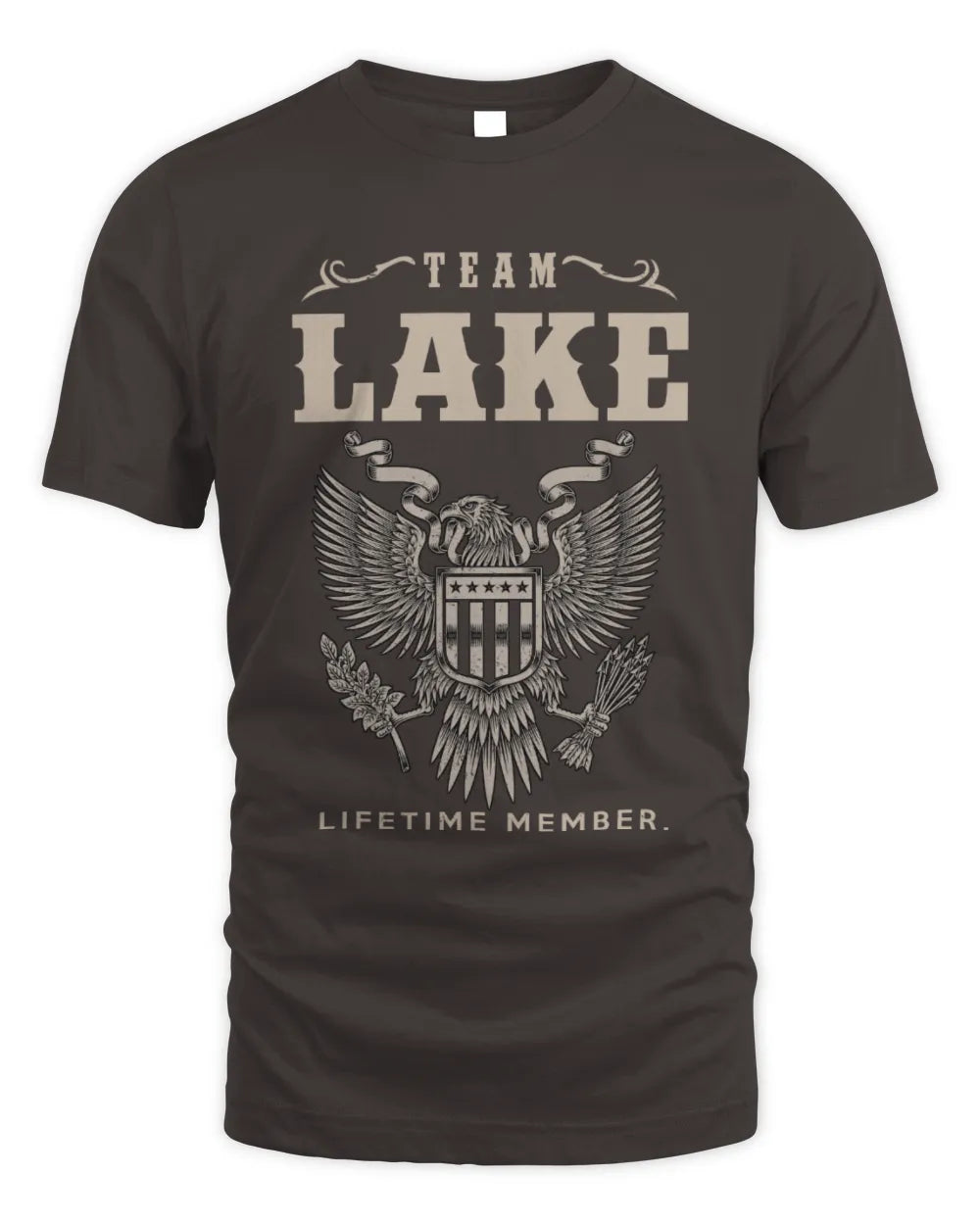 LAKE TP06-K82 – Personalized Classic Style Apparel “Team NAME Lifetime Member” - Unisex Standard T-Shirt - Dark Chocolate