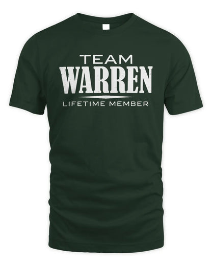 WARREN BL62-K4-128 - Personalized “Team NAME Lifetime Member” - Unisex Standard T-Shirt - Forest Green