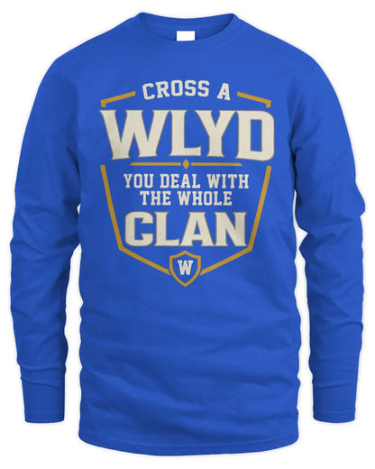 WLYD NT1-K008 Cross A/An NAME, You Deal With the Whole Clan | Personalized Vintage T-Shirt - Men's Long Sleeved T-Shirt - Royal