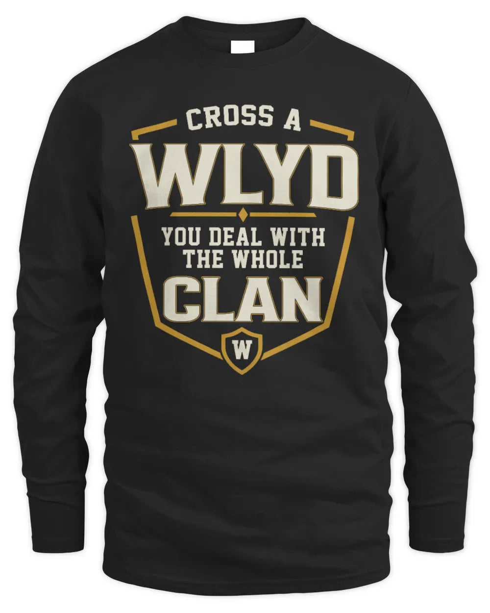 WLYD NT1-K008 Cross A/An NAME, You Deal With the Whole Clan | Personalized Vintage T-Shirt - Men's Long Sleeved T-Shirt - Black