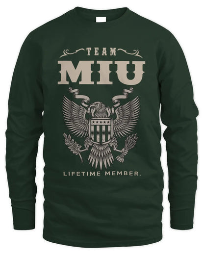 MIU TP06-K82 – Personalized Classic Style Apparel “Team NAME Lifetime Member” - Men's Long Sleeved T-Shirt - Forest Green
