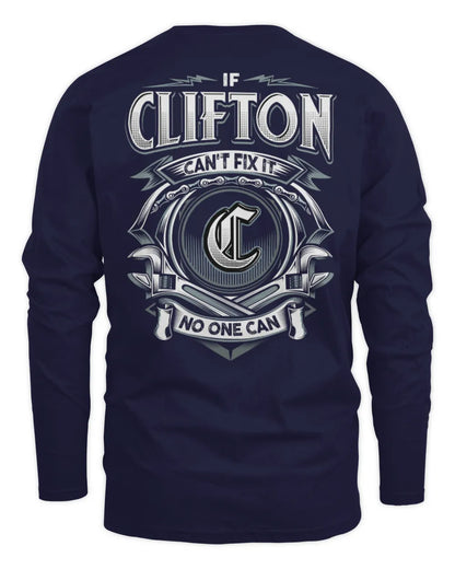 CLIFTON AP81-K4-626 - Personalized Ahmed Quote Apparel “If Ahmed Can't Fix It, No One Can” - Men's Long Sleeved T-Shirt - Navy