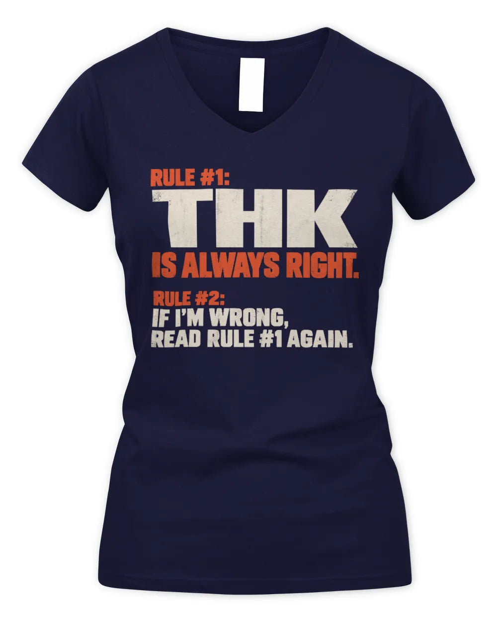 THK NP1-H006 
Always Right Personalized Name T-Shirt – Funny Custom Name Shirt - Women's V-Neck T-Shirt - Navy