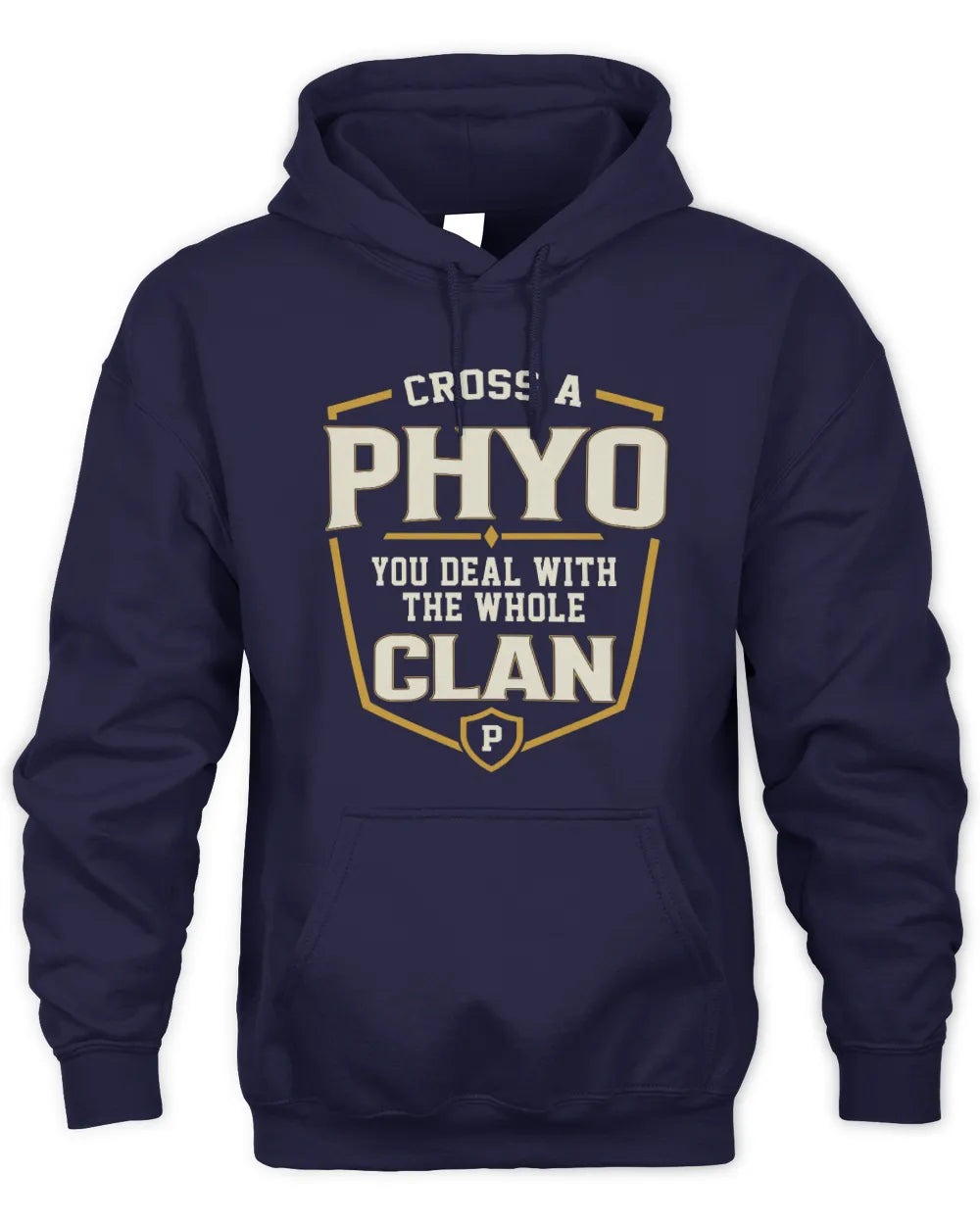 PHYO NT1-K008 Cross A/An NAME, You Deal With the Whole Clan | Personalized Vintage T-Shirt - Unisex Hoodie - Navy