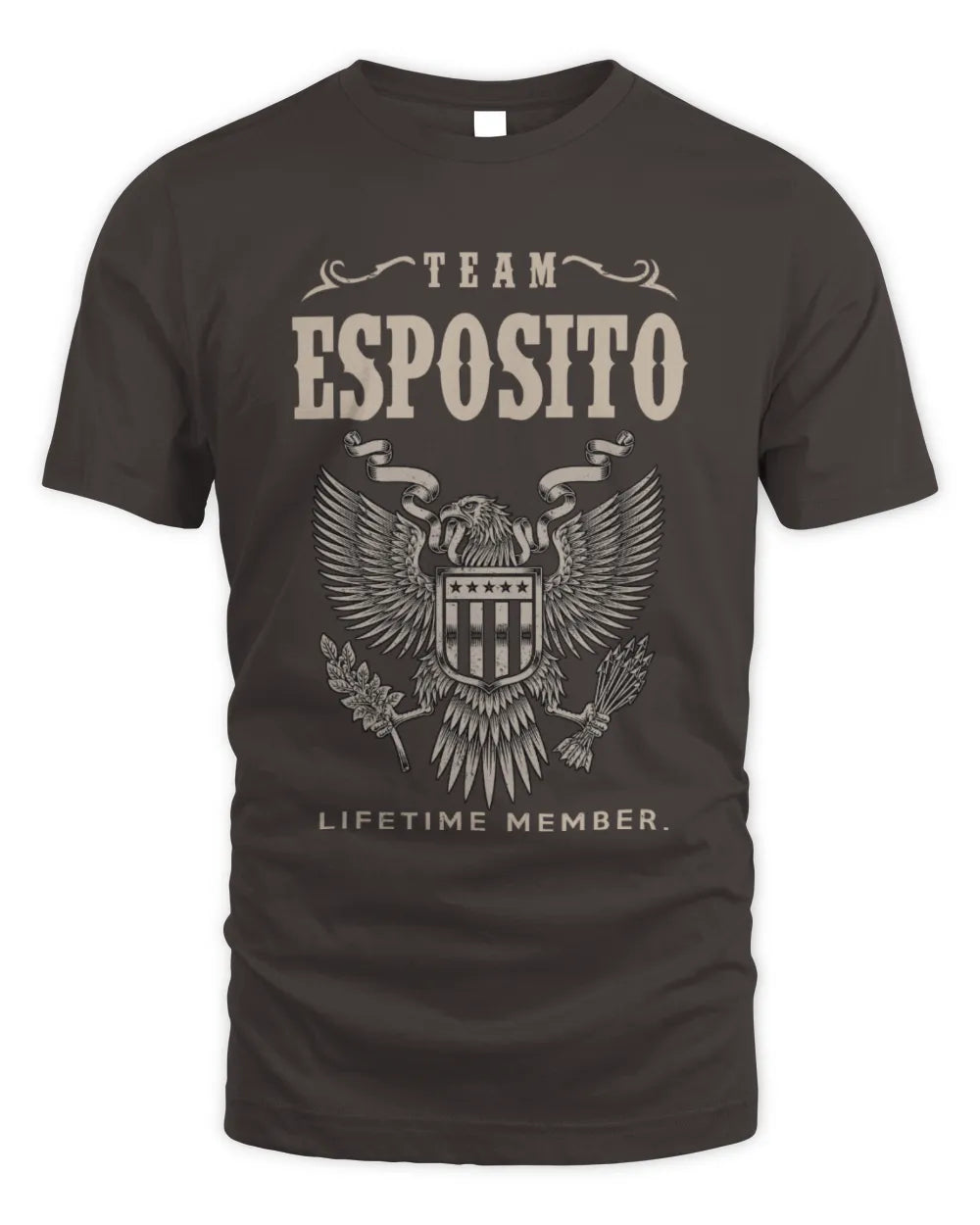 ESPOSITO TP06-K82 – Personalized Classic Style Apparel “Team NAME Lifetime Member” - Unisex Standard T-Shirt - Dark Chocolate