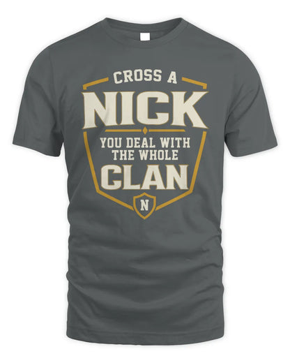 NICK NT1-K008 Cross A/An NAME, You Deal With the Whole Clan | Personalized Vintage T-Shirt - Unisex Standard T-Shirt - Charcoal