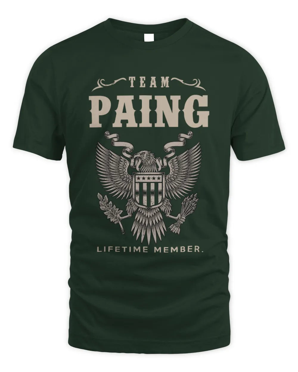 PAING TP06-K82 – Personalized Classic Style Apparel “Team NAME Lifetime Member” - Unisex Standard T-Shirt - Forest Green