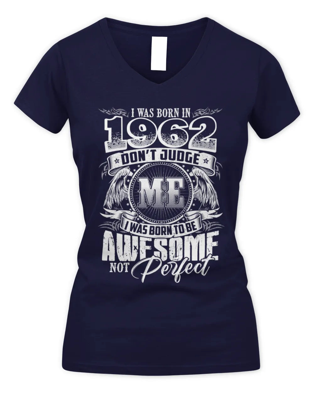 1962 HH89-K2 – Awesome Birth Year Quote T-Shirt - Women's V-Neck T-Shirt - Navy
