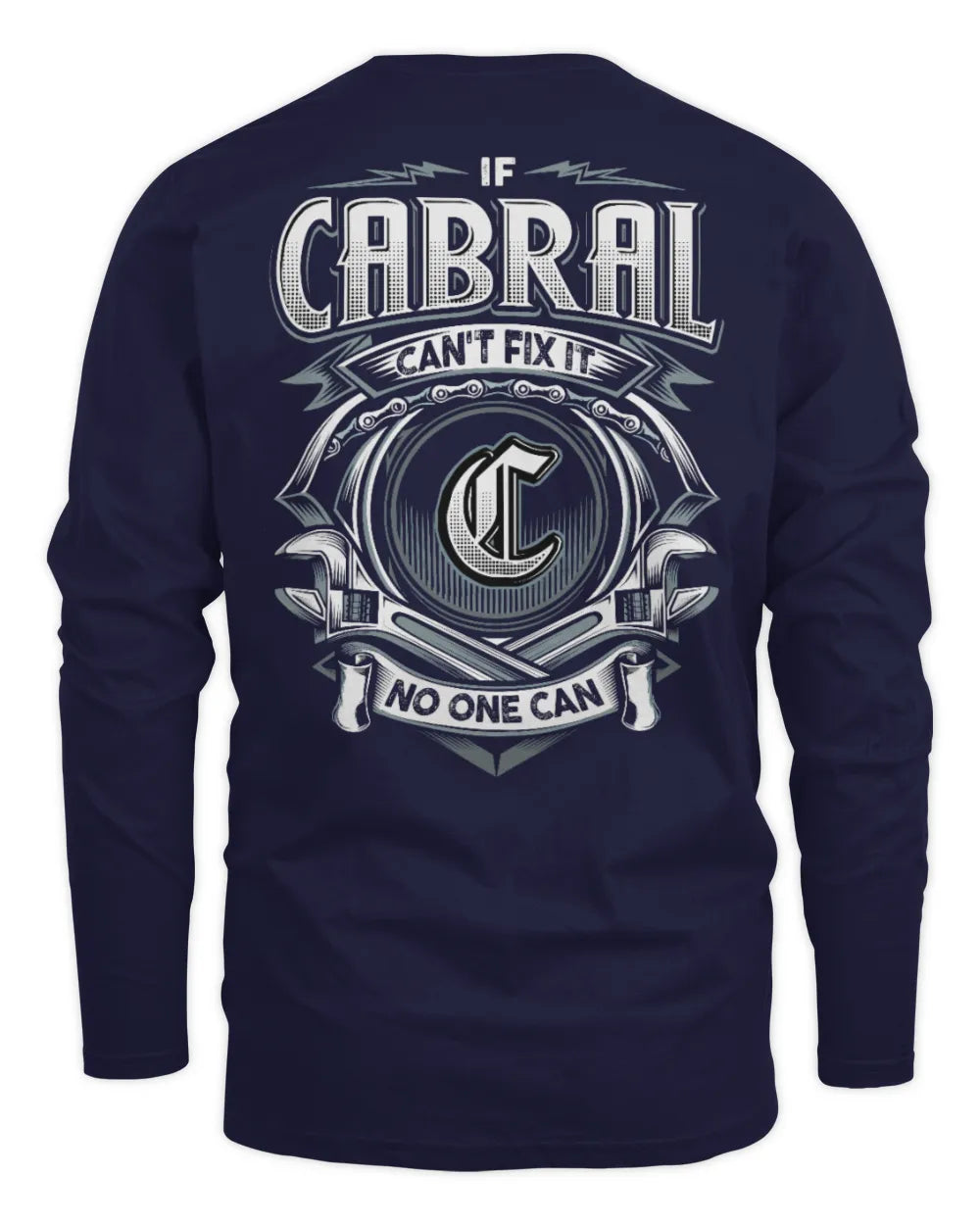 CABRAL AP81-K4-626 - Personalized Ahmed Quote Apparel “If Ahmed Can't Fix It, No One Can” - Men's Long Sleeved T-Shirt - Navy