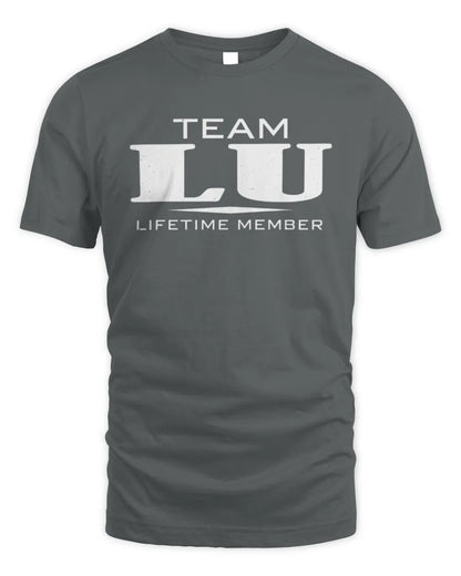 LU BL62-K4-128 - Personalized “Team NAME Lifetime Member” - Unisex Standard T-Shirt - Charcoal