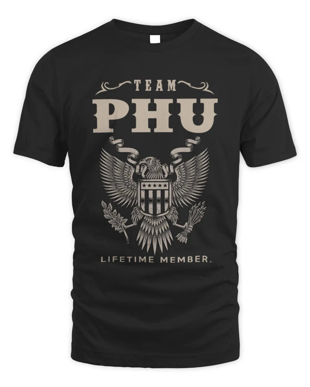 PHU TP06-K82 – Personalized Classic Style Apparel “Team NAME Lifetime Member” - Unisex Standard T-Shirt - Black