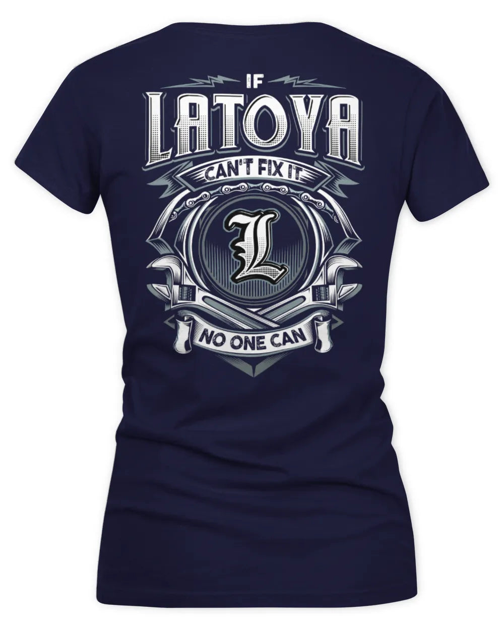 LATOYA AP81-K4-626 - Personalized Ahmed Quote Apparel “If Ahmed Can't Fix It, No One Can” - Women's V-Neck T-Shirt - Navy