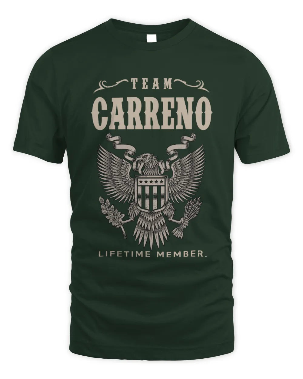 CARRENO TP06-K82 – Personalized Classic Style Apparel “Team NAME Lifetime Member” - Unisex Standard T-Shirt - Forest Green