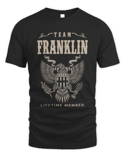 FRANKLIN TP06-K82 – Personalized Classic Style Apparel “Team NAME Lifetime Member” - Unisex Standard T-Shirt - Black