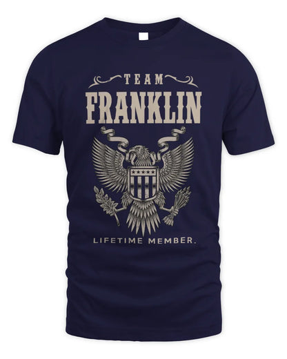 FRANKLIN TP06-K82 – Personalized Classic Style Apparel “Team NAME Lifetime Member” - Unisex Standard T-Shirt - Navy