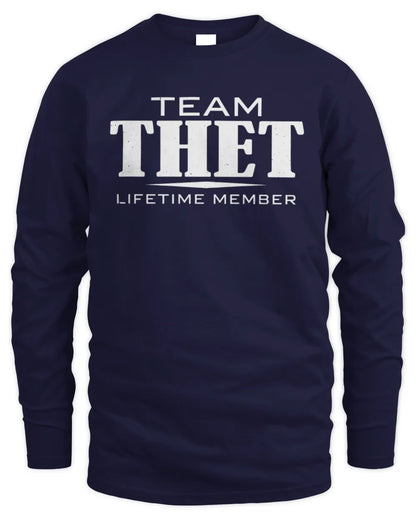 THET BL62-K4-128 - Personalized “Team NAME Lifetime Member” - Men's Long Sleeved T-Shirt - Navy