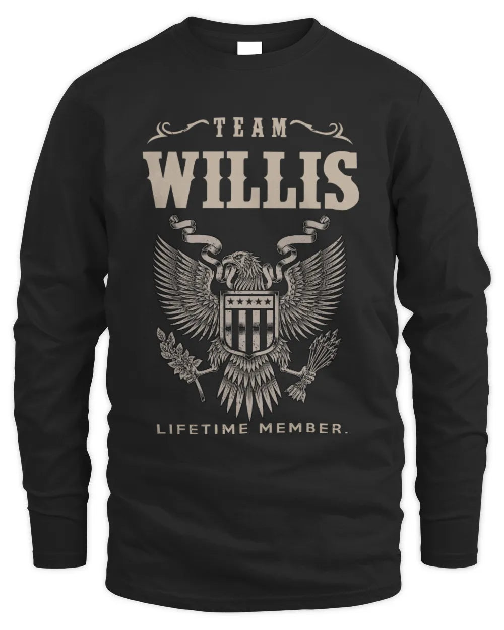 WILLIS TP06-K82 – Personalized Classic Style Apparel “Team NAME Lifetime Member” - Men's Long Sleeved T-Shirt - Black
