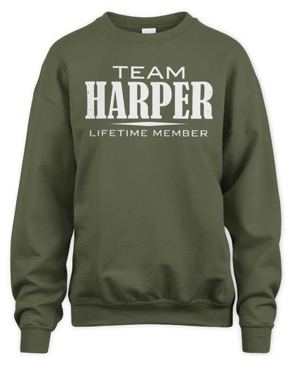 HARPER BL62-K4-128 - Personalized “Team NAME Lifetime Member” - Unisex Sweatshirt - Military Green